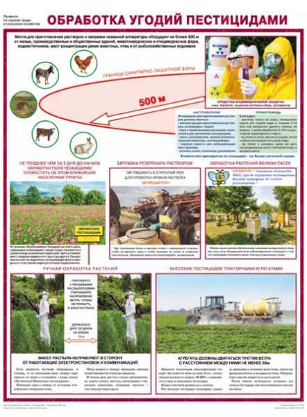 Плакат. Правила по охране труда в сельском хозяйстве. Обработка угодий пестицидами (1л, 465х600, ламинированный, Соуэло)