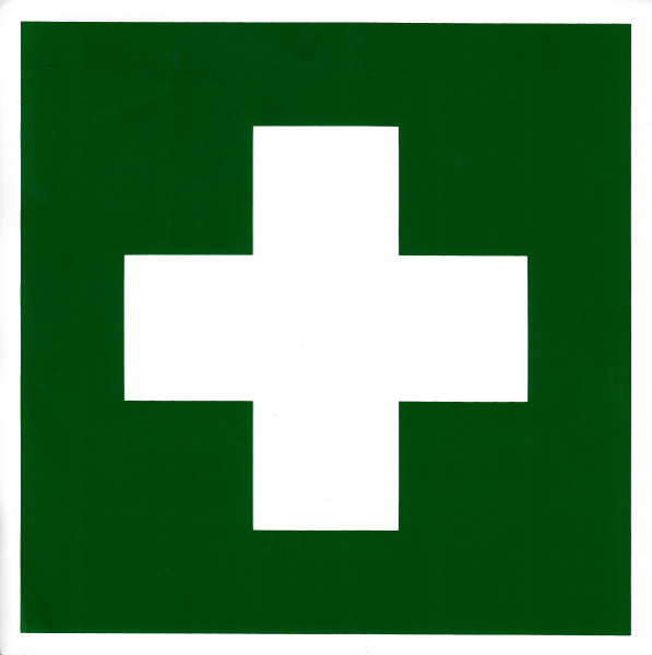 Самоклеющаяся табличка. (EC 01). Аптечка первой медицинской помощи (200х200мм)