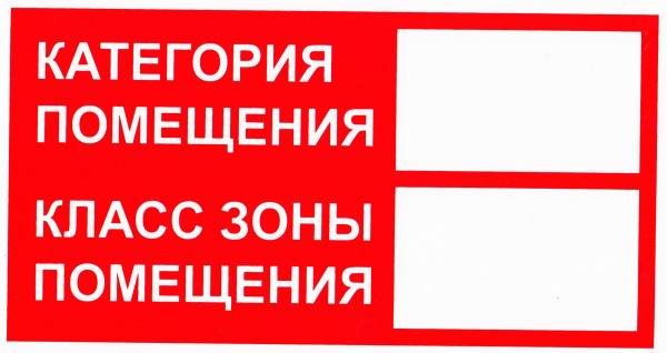 Знак безопасности на пластике "Категория помещения. Класс зоны помещения" (240х130мм)