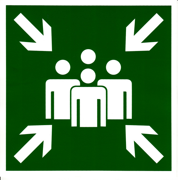 Самоклеющаяся табличка. (E 21). Пункт (место) сбора (200х200мм)