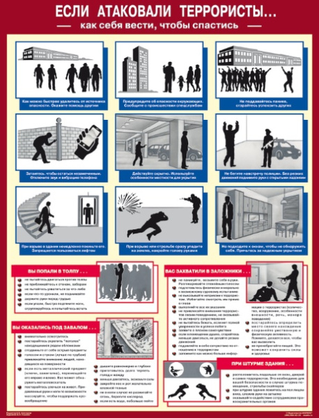 Плакат. Если атаковали террористы (как себя вести, чтобы спастись) (1л., 45х60см, Соуэло)