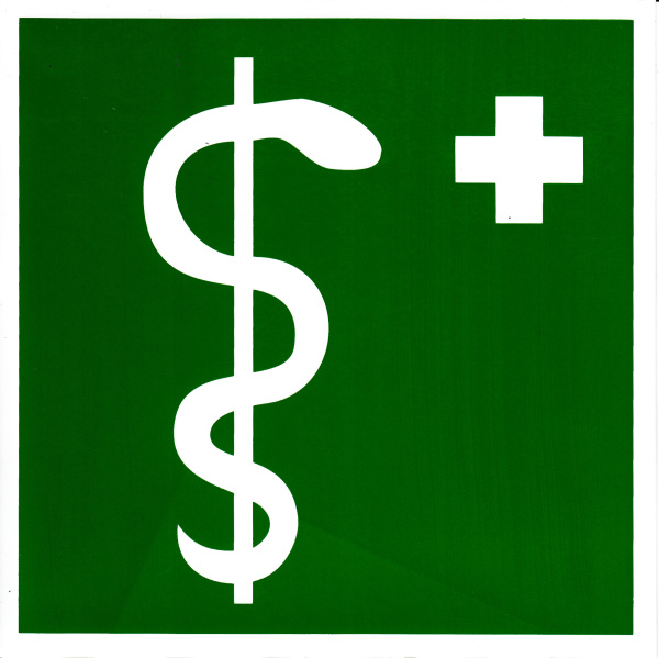 Самоклеющаяся табличка. (EC 05). Медицинский кабинет (200х200мм)