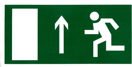 Самоклеющаяся табличка. (E 12). Направление к эвакуационному выходу прямо (300х150мм)