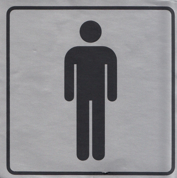 Самоклеющаяся табличка "Указатель туалета М" (100х100мм)