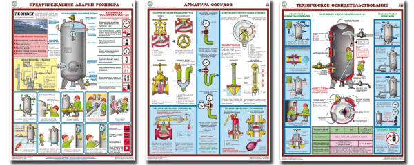 Комплект плакатов. Сосуды под давлением. Ресиверы (3л., 465х600, Соуэло) 1.Предупреждение аварий ресивера. 2.Арматура сосудов. 3.Техническое освидетельствование Комплект плакатов. Сосуды под давлением. Ресиверы (3л., 465х600, Соуэло) 1.Предупреждение аварий ресивера. 2.Арматура сосудов. 3.Техническое освидетельствование