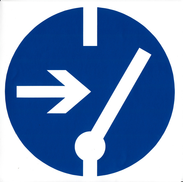 Самоклеющаяся табличка. (M 14). Отключить перед работой (d200мм)