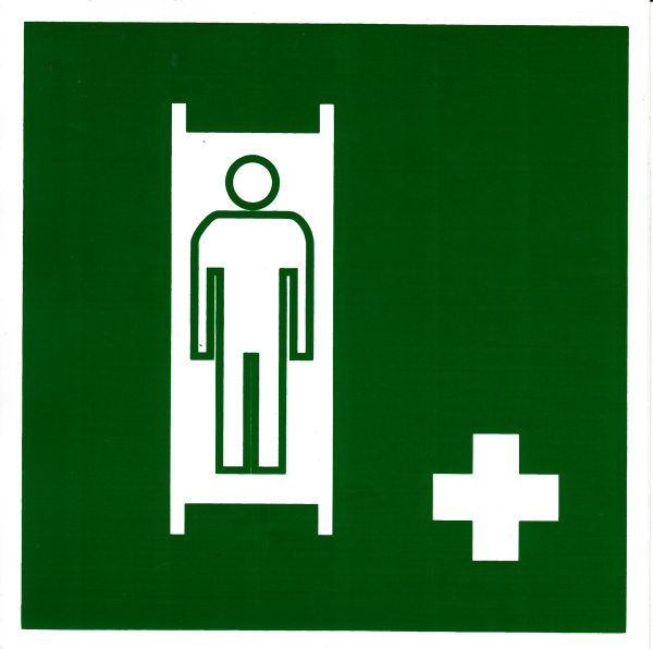 Самоклеющаяся табличка. (EC 02). Средства выноса (эвакуации) пораженных (200х200мм)